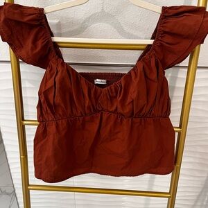 Like New Abercrombie & Fitch Brown Ruffle Sleeve Blouse